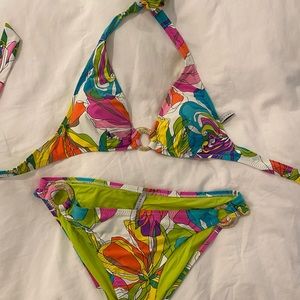 Trina Turk multi color halter top bikini